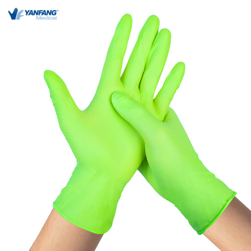 Gants de nitrile de qualité industrielle verte