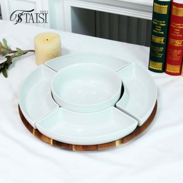 RW001 Wooden Lazy Susan Turntable Serving Tray