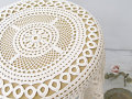 Vintage Crochet taplak meja meja bulat putih perlindungan