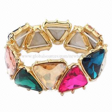 Fashionable Metal Bangle with Sparkling Crystals, Various Colors are Available