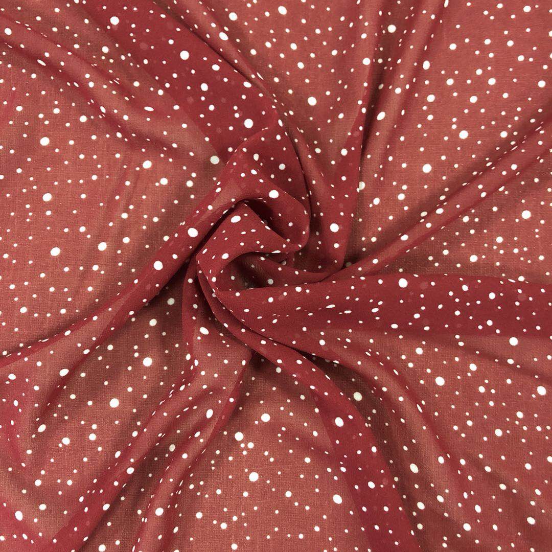 Polyester chiffon moss crepe red sky AOP fabric