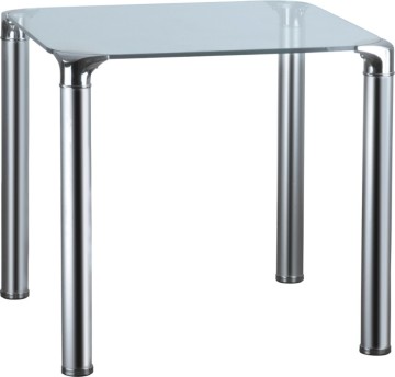 square tempered glass top chromed base dining table