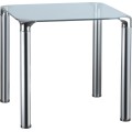 square tempered glass top chromed base dining table