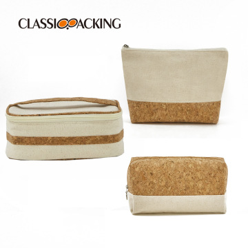 Cotton Cork Cosmetic Bag Set with Custom Logo for Women
