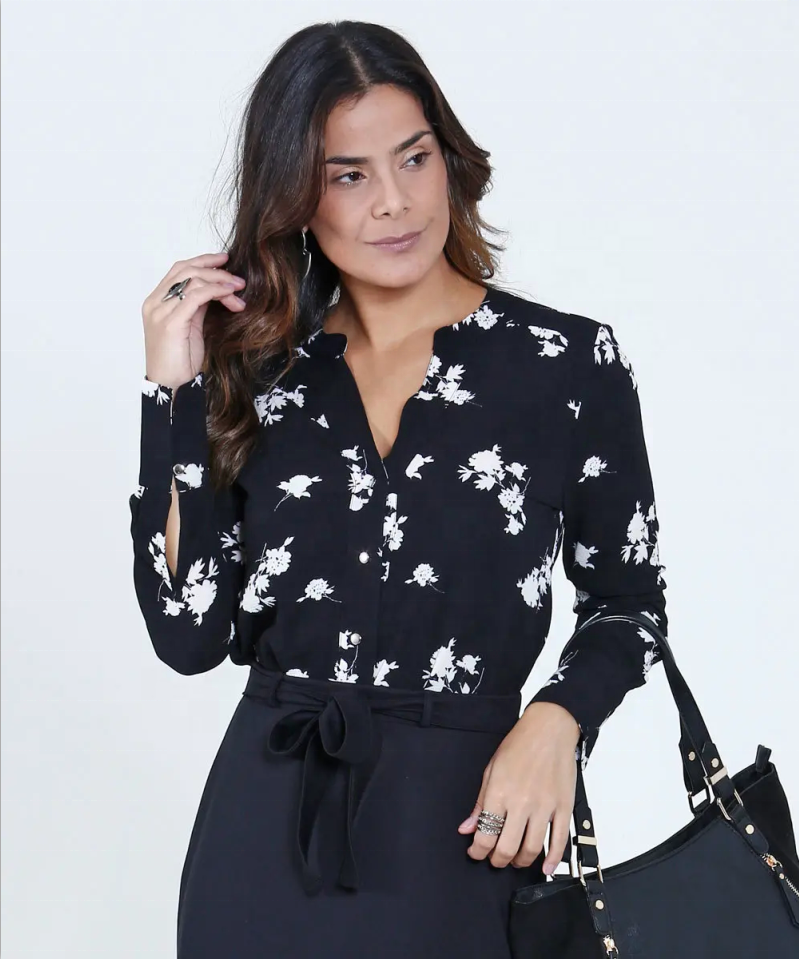 Custom women printed shirt long sleeve blouse