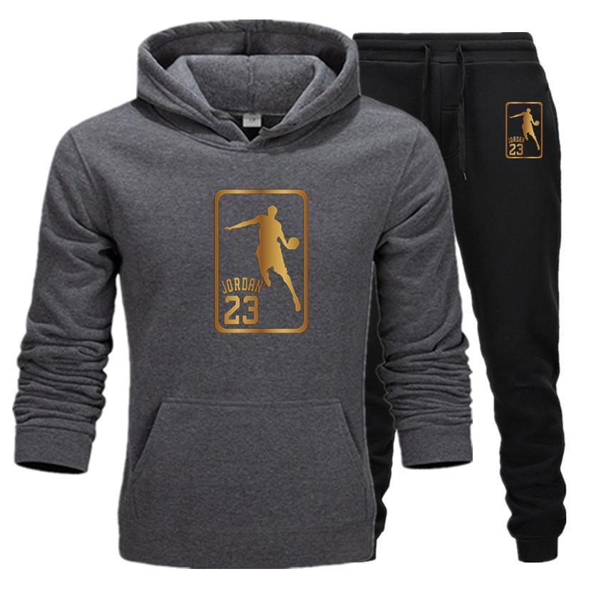 New 2020 Hoodies Suit Basketball 23 Tracksuit Sweatshirt Fleece Hooded Suit+Sweat Pants Jogging Homme Pullover 3xl Male Men Set