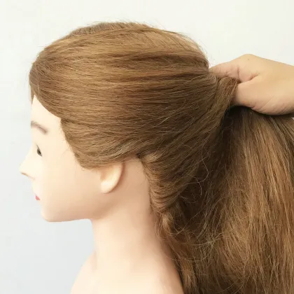 Can be perm dye curl practising female stand type human hair mannequin training head with shoulders