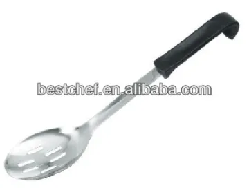 Heat-resistant plastic handle stainless steel perforated Slotted serving spoon