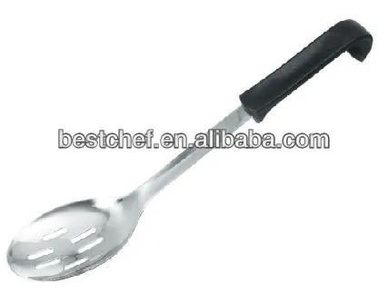 Heat-resistant plastic handle stainless steel perforated Slotted serving spoon