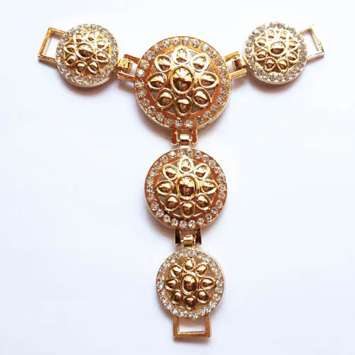 Gold Tone Detail Chain with Crystal Embellished for T-Bar Sandal