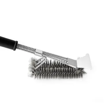 Stainless Steel Wire BBQ Brush with Scraper - Metal Grill Cleaning Tools & Oven Cleaner