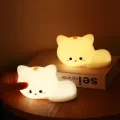 Silicone Cat Night Light - Lámpara de sensor táctil adorable para niños