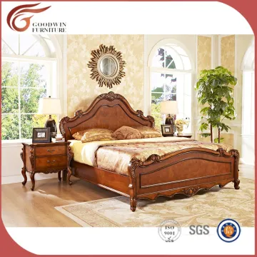 antique wood furniture king bed and queen bed A50