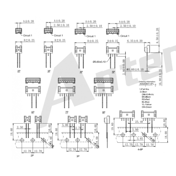 Oblea de 5,50 mm de 180 ° en conectores de cinta radial