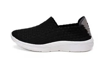 Personal Style Black Flexible Sole Woven Loafers
