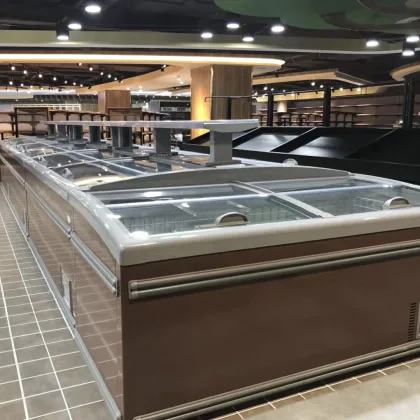 Supermarket Island Horizontal Freezer Showcase AHT Glass
