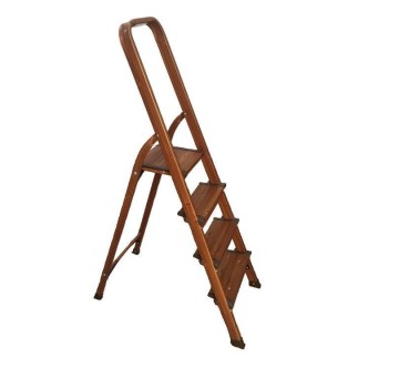 20 PCS Household 4 Steps Aluminum Folding Ladder with Wooden Grain Finish