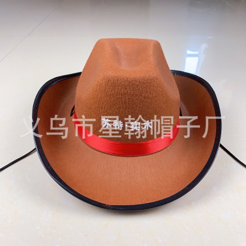 Printing Advertisement Cowboy Hat Dacron Felt Nonwoven Fabric West Coffee Halloween Bowler Hat