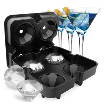 3D diamond Silicone Maker Form For Candy Cake Pudding Chocolate Molds 4 Cell Ice Mold