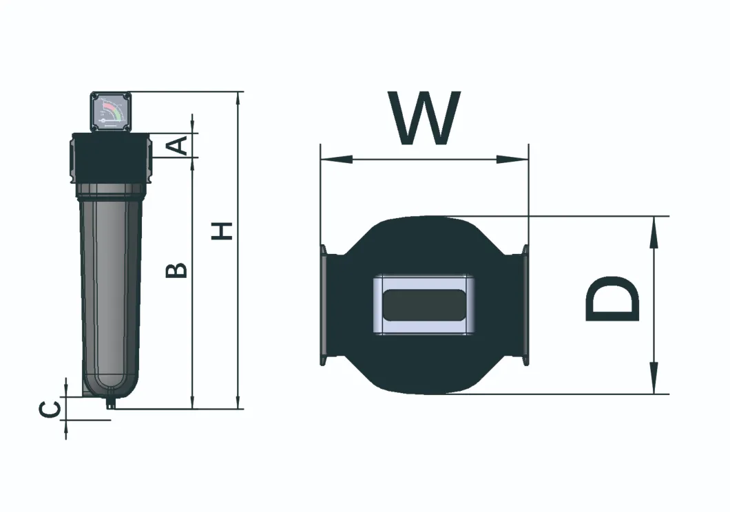 DT009 1/4 Zoll 0,01MICron Druckluftfilterluftströmungsrate 0,3 m3/min für den Trockenmittellufttrockner