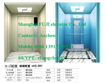 Shanghai FUJI  Hairline steel stainless  Residential lift