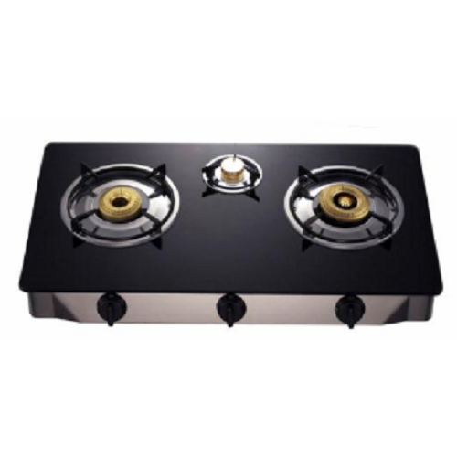 3 Burners Black Glass Top Cooker