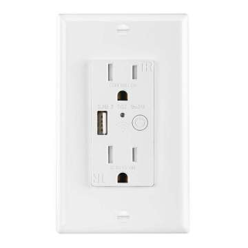 Tuya Smart In-Wall Outlet - 120V 15A WiFi Outlet Compatible with Alexa and Google Home