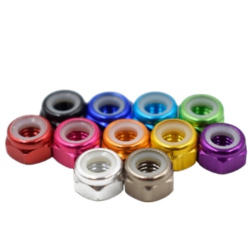 Tuercas de bloqueo de nylon de brida de aluminio anodizado para RC - 11 tipos M2 M3 M4 M5 M6