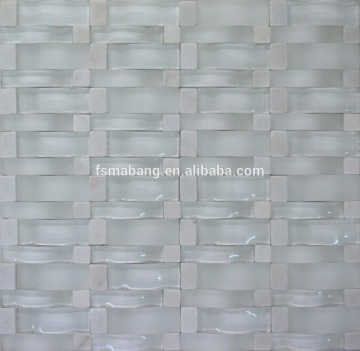 MBP6014 simple curve natural 3d arch crystal glass and stone mosaic