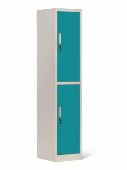 Single Metal locker 2 Compartments Blue and Gray