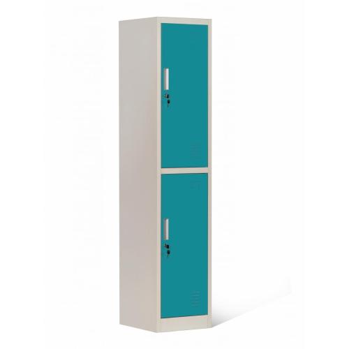 Single Metal locker 2 Compartments Blue and Gray