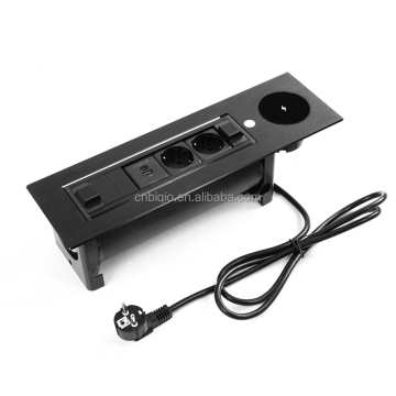 Desktop Table Top Flip Socket Box with Wireless Charging & USB Type-C