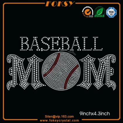 Baseball Mom rhinestone iron on transfers for t shirts