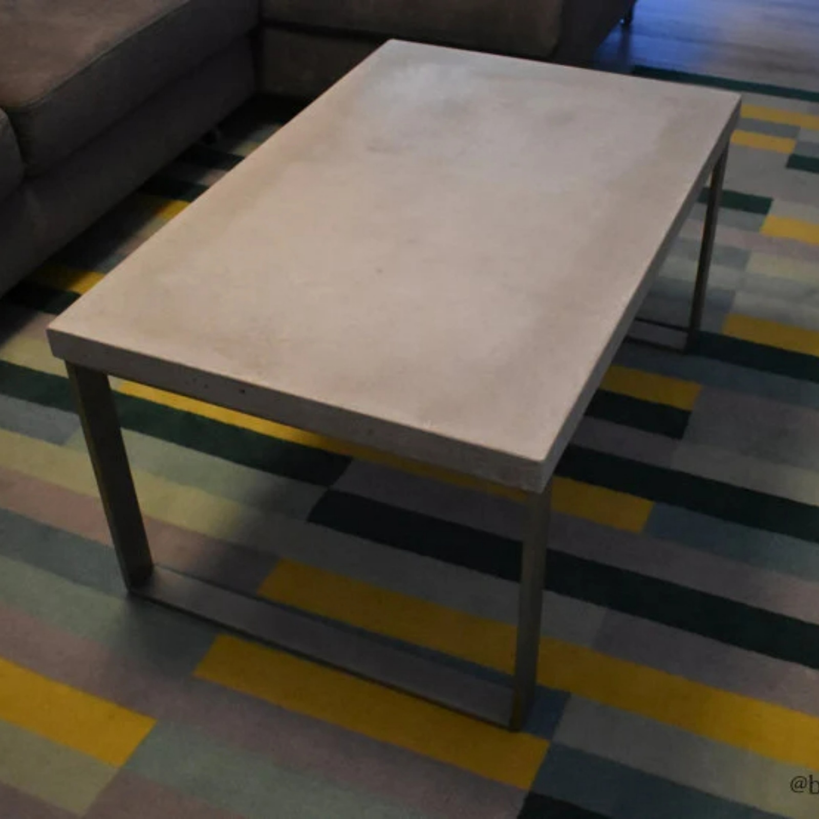 Gray Rectangular Minimalist Concrete Metal Table