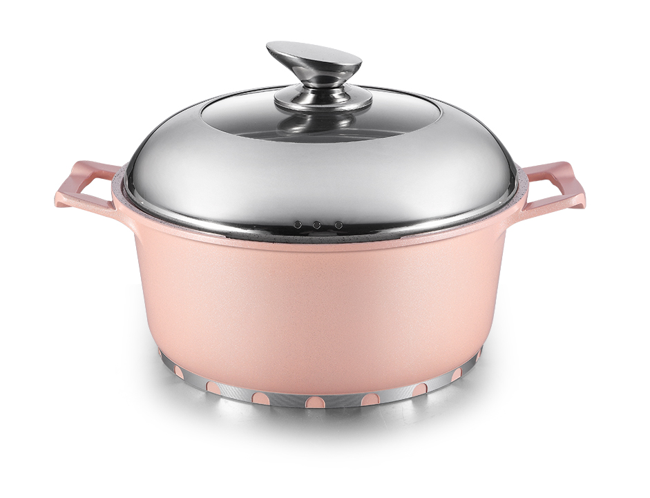 Pink Aluminum Die-casting Round Casserole