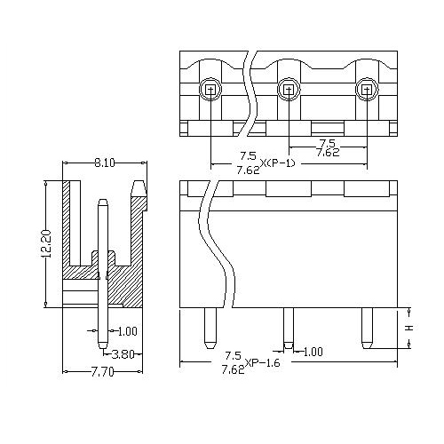 AT2500V-7.5／7.62XXX-MN Plug-in Terminal Block Open Vertical Pitch7.5／7.62 