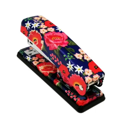 Floral Printed Metal Stapler - New Office Stationery with Manual Printing