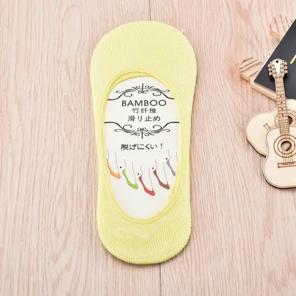 Bamboo Fiber Silicone Anti-Slip Invisible Boat Socks for Ladies