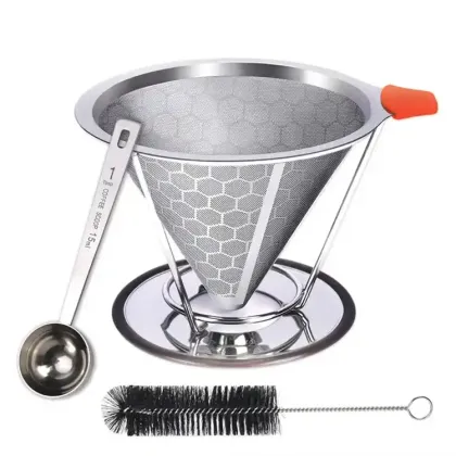 Stainless Steel Cone Pour Over Coffee Dripper Filter
