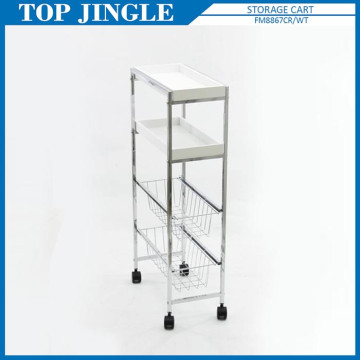 2 Tiers MDF Plastic Tray And 2 Tiers Wire Drawer Trolley