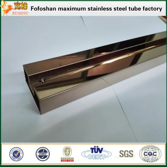 2016 new embossed pvd mirror coffee inox colored pipe stainless steel tubing for glass fitting and handail