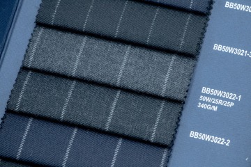 Charcoal Pinstripe 50% Wool Fabric