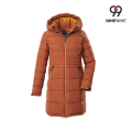Parka de mujer con aspecto de plumón y capucha.