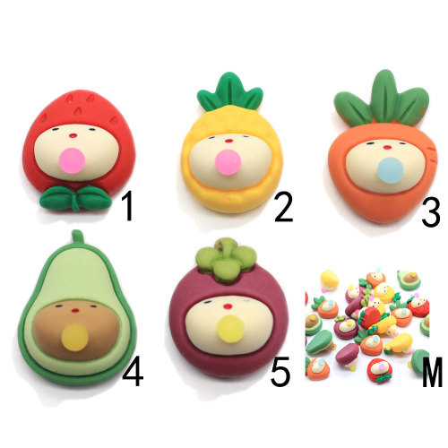 20 * 25mm Cartoon Mini Cartoon Verdure Bubble Blowing Children Flatback Avocado Strawberry Cabochons Adesivi in ​​resina fai da te