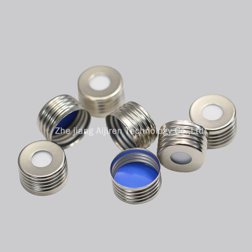 Blue PTFE/White Silicone septa pp cap 18mm Magnetic Precision Screw Metal Cap Thread screw vials