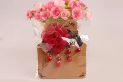 Fashion Lace Collar Necklace Red Rose Pearl Lace Necklace