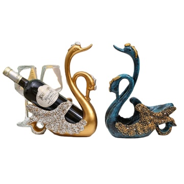Luxurious Diamond Encrusted Swan Resin Wine Holder - Charming Red Wine Display Rack