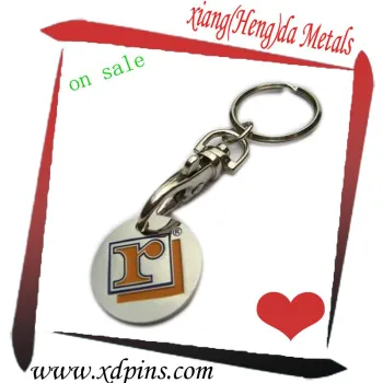 custom cheap metal trolley coin keychain
