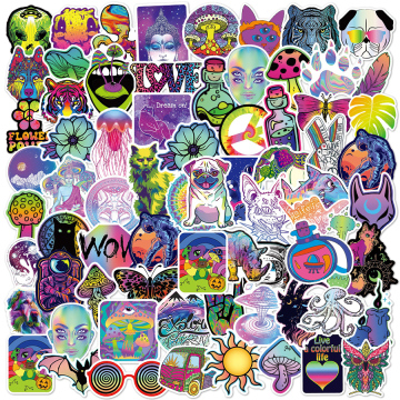 Çocuklar için renkli psychedelic karikatür çıkartma paketi - 60/120pcs dizüstü bilgisayar/kaykay/buzdolabı/gitar için trippy çıkartmaları