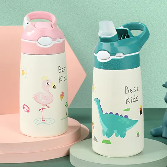400Ml Kids Thermos Mug Baby Duckbill Straw 316 Stainless Steel Vacuum Flasks Children Thermal Water Bottle Tumbler Thermocup